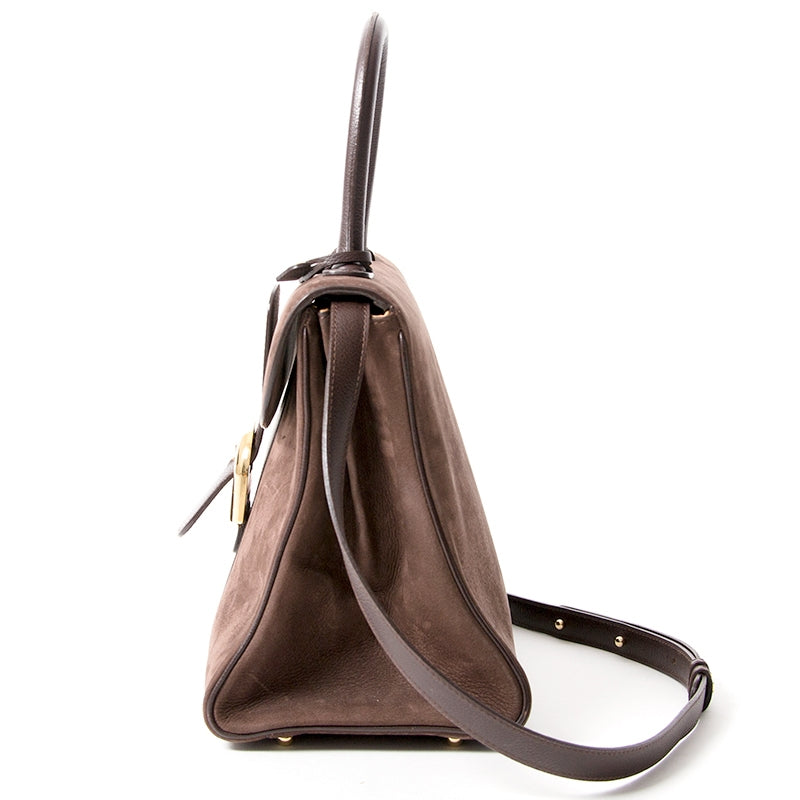 Delvaux Brillant MM Dark Brown Nubuck GHW veilig online shoppen webshop Antwerpen België LabelLOV designer merken luxemerken luxetassen tassen handtassen mode stijl