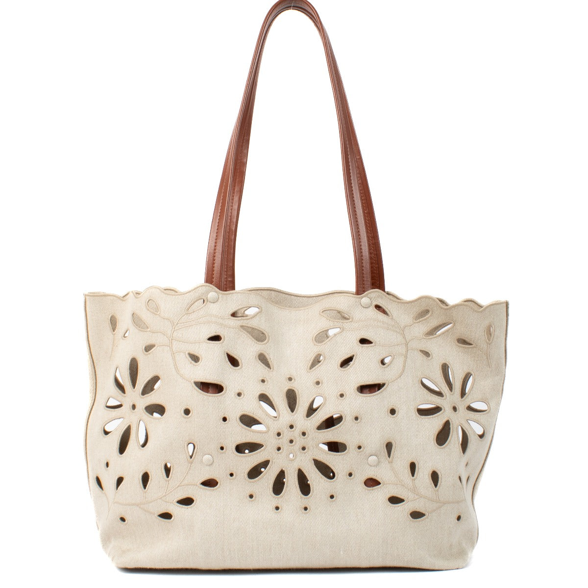 Shop 100% authentic Chloé Beige Kamilla North-South Linen Tote Bag at Labellov.com.