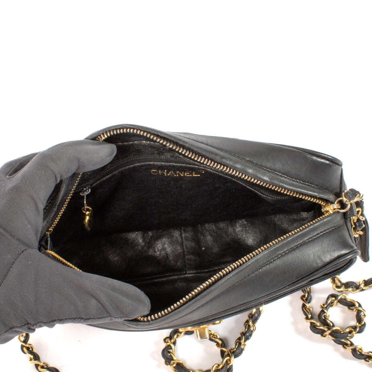 Shop 100% authentic Chanel Black Lambskin Vintage Camera Crossbody Bag at Labellov.com.