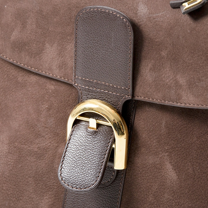 Delvaux Brillant MM Dark Brown Nubuck GHW veilig online shoppen webshop Antwerpen België LabelLOV designer merken luxemerken luxetassen tassen handtassen mode stijl