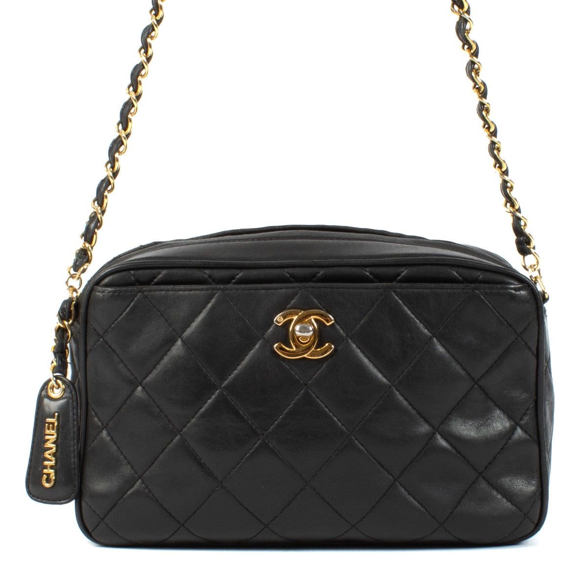 Shop 100% authentic Chanel Black Lambskin Vintage Camera Crossbody Bag at Labellov.com.
