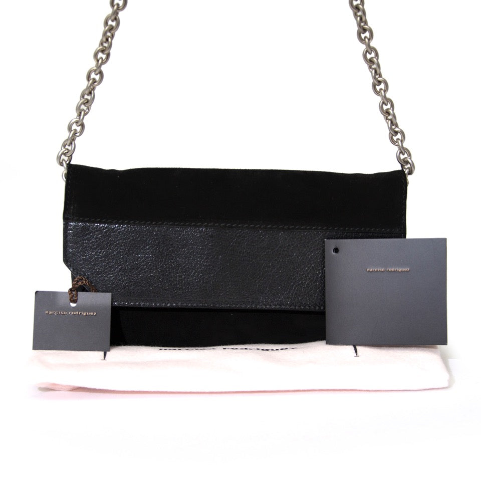Narciso Rodriguez Suede Wallet on Chain best price secondhand luxury bags