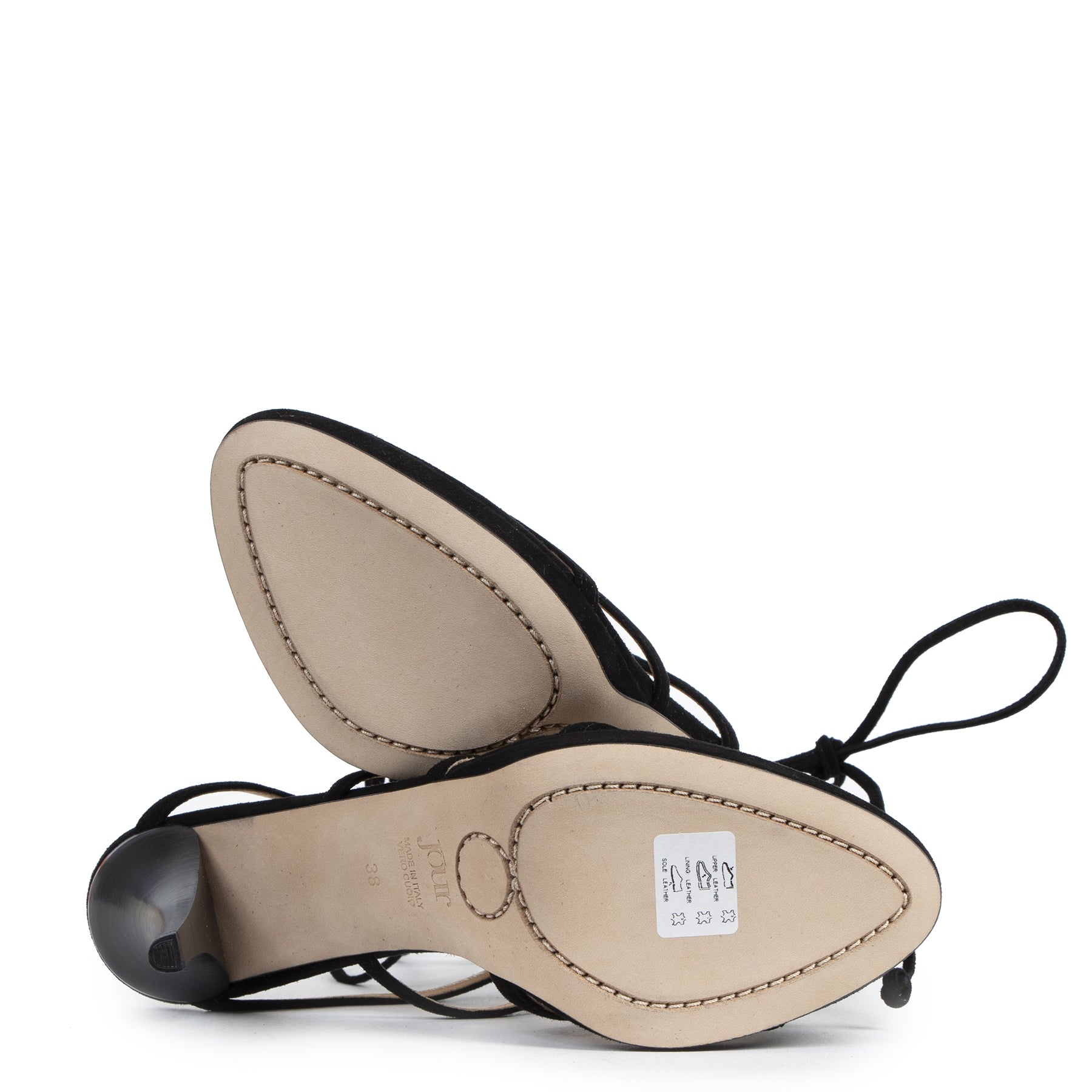 Authentieke Tweedehands O Jour Black Suede Strappy Sandal Heels With Roses - Size 38 juiste prijs veilig online shoppen luxe merken webshop winkelen Antwerpen België mode fashion