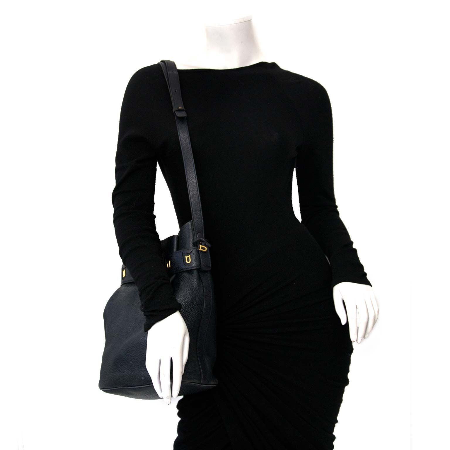 blauwe lederen delvaux handtas
