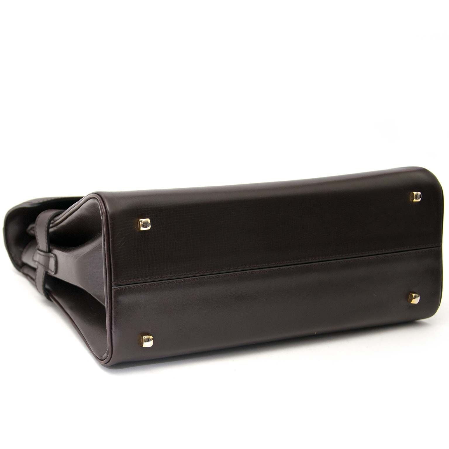 tweedehands Delvaux Brown Boxcalf Leather Tempete MM te koop bij labellov