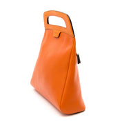 Tweedehands Delvaux Deux Orange handtas in leder kopen en verkopen