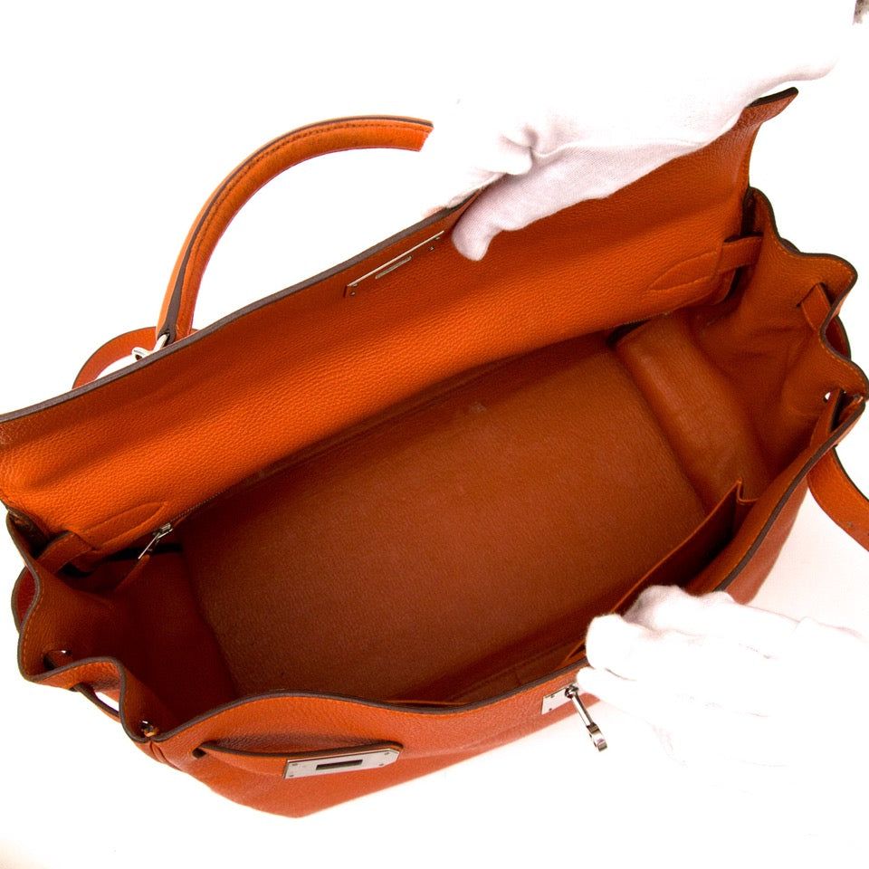 acheter en linge poue le meilleur prix Hermes Kelly 40 Togo Orange PHW