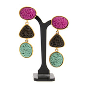 Authentic second hand vintage Oscar De La Renta Curved Cabachon Clip Earrings buy online webshop LabelLOV