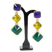 Oscar De La Renta Tricolor Clip On Earrings for sale online at Labellov