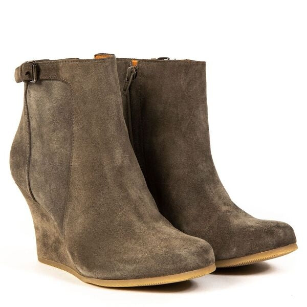 Koop en verkoop uw Lanvin Grey Suede Wedge Ankle Boots - Size 36,5.