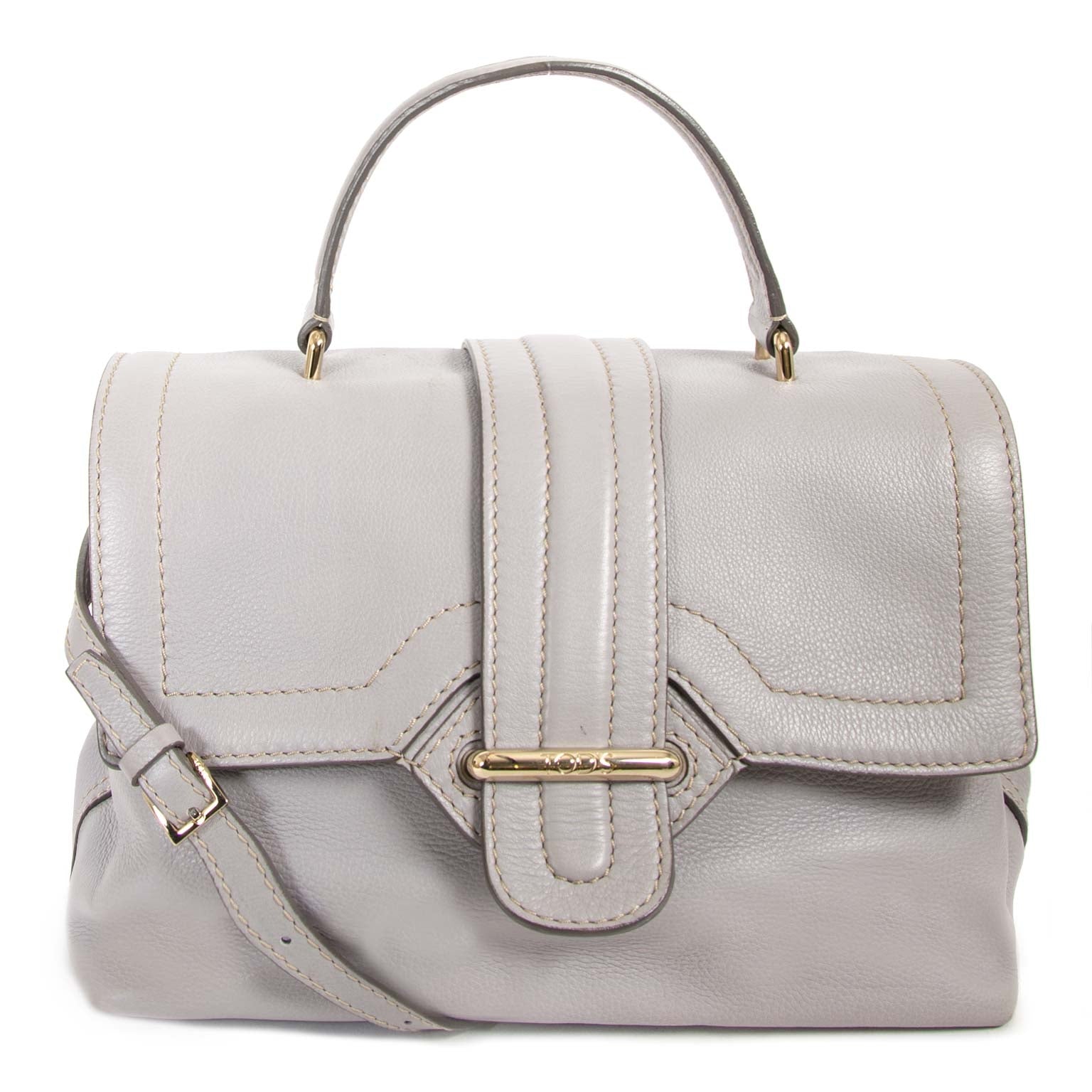 tods grey leather bag now for sale at labellov vintage fashion webshop belgium