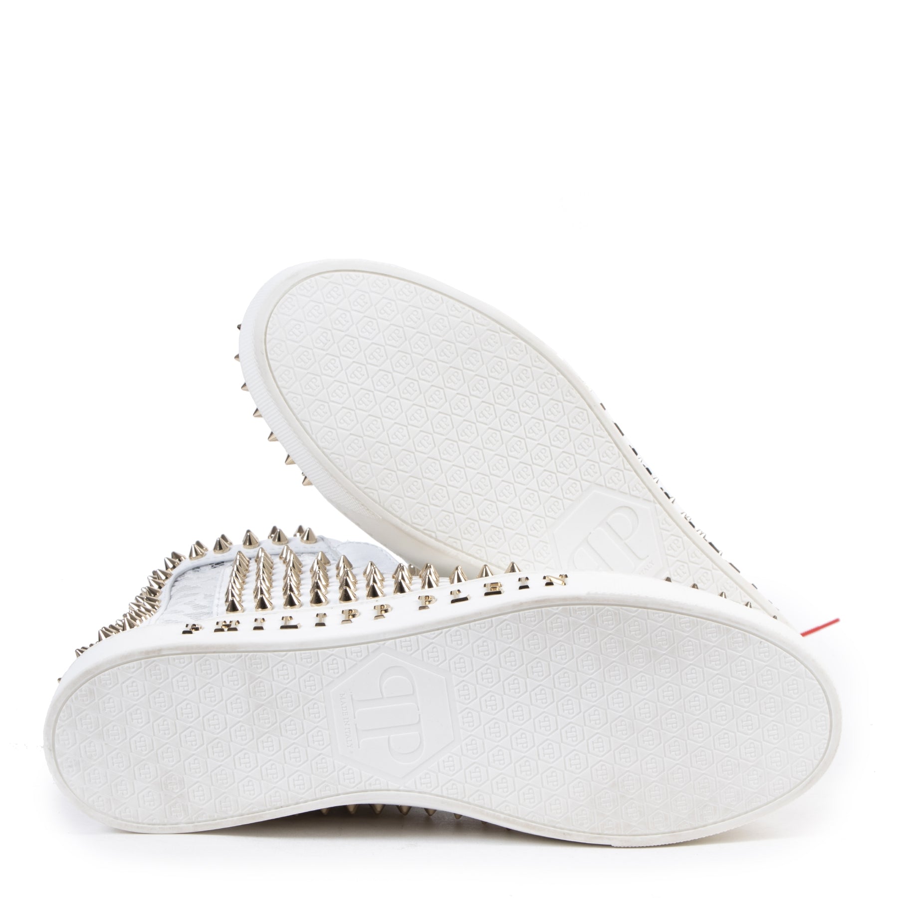Authentic secondhand Philipp Plein White Studded Sneakers - Size 39 designer shoes accessories sneakers luxury vintage webshop fashion safe secure online shopping