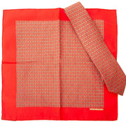 Hermès Tie Multicolor Orange with Matching Pochette - 100% Silk