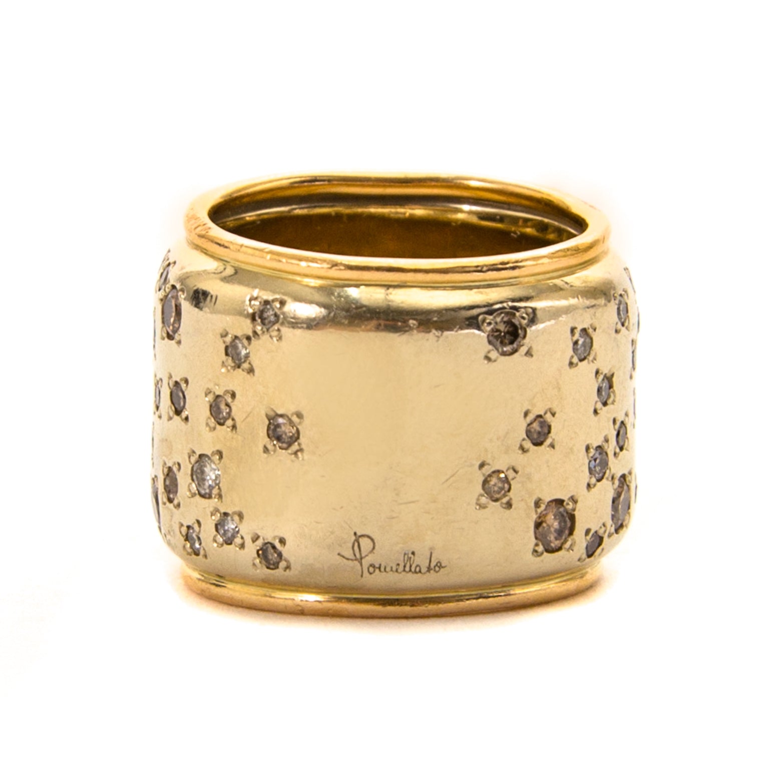 shop safe and secure online at labellov.com for the best price Pomellato brown diamond 'Sabbia' wide band ring