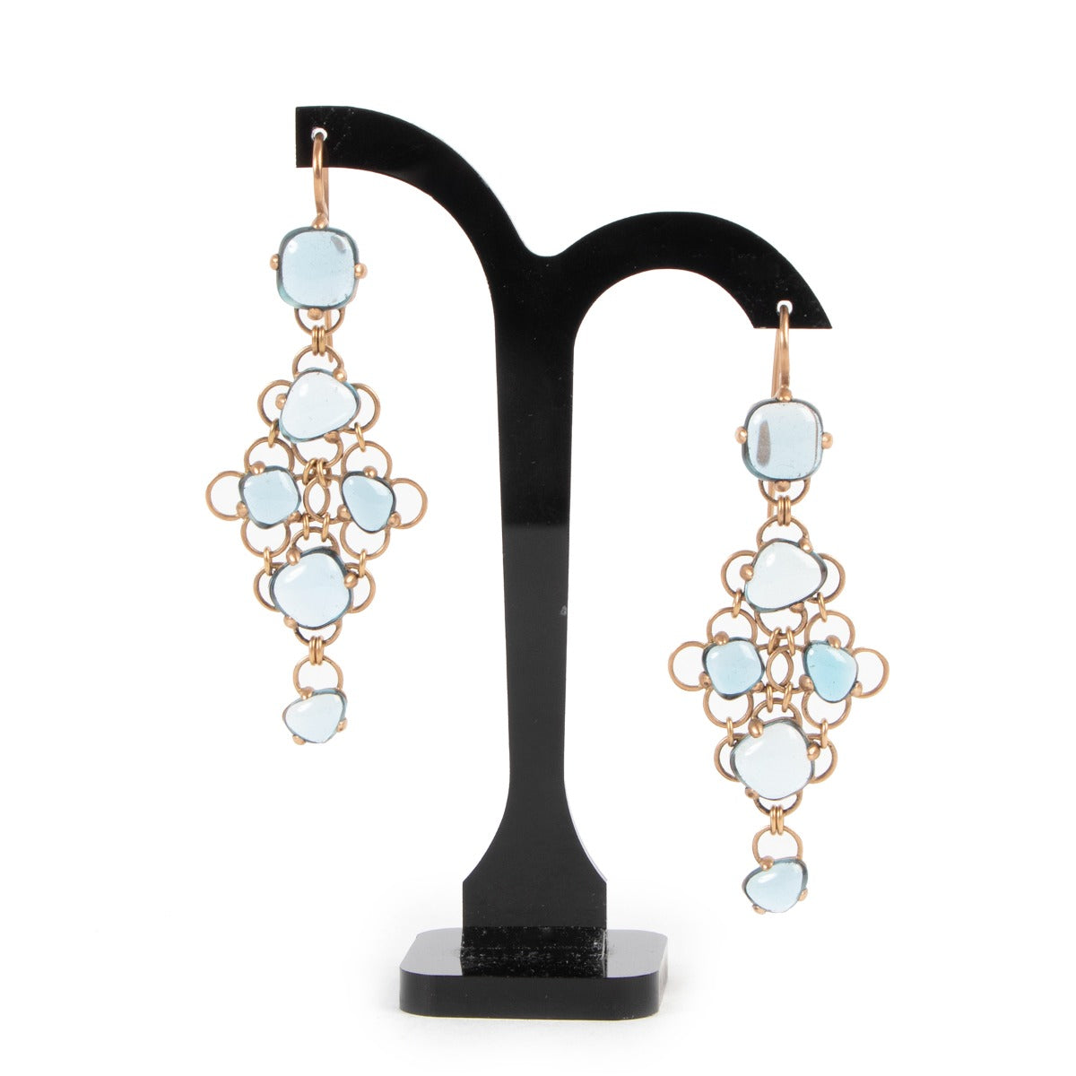 Pomellato Rose Gold/Blue Topaz Chandelier Earrings