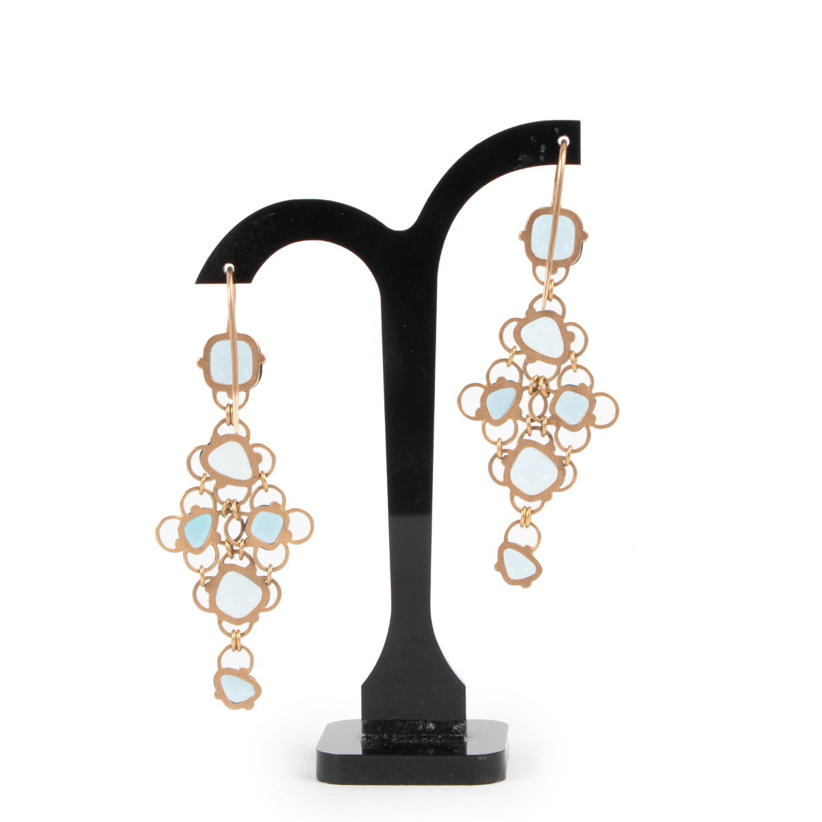 Pomellato Rose Gold/Blue Topaz Chandelier Earrings