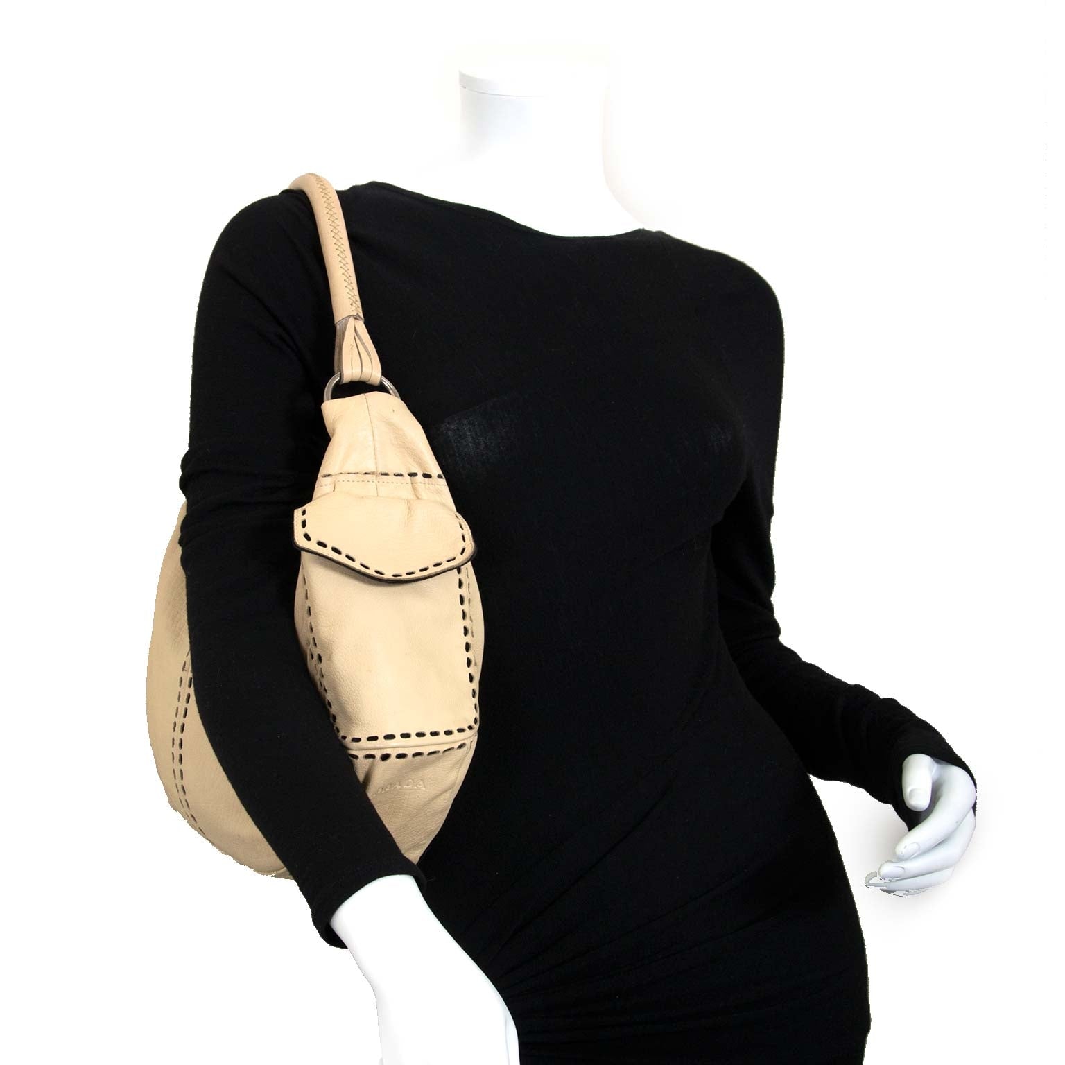 prada beige leder handtas nu te koop bij labellov vintage mode webshop belgië
