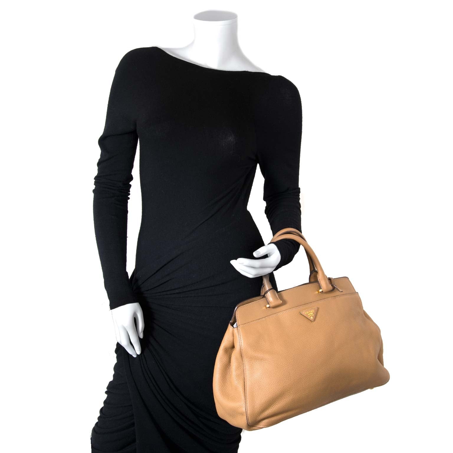 Prada beige leather tote now for sale at labellov vintage fashion webshop belgium