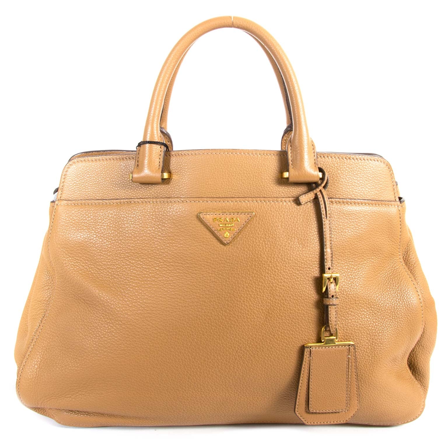 Prada beige leather tote now for sale at labellov vintage fashion webshop belgium