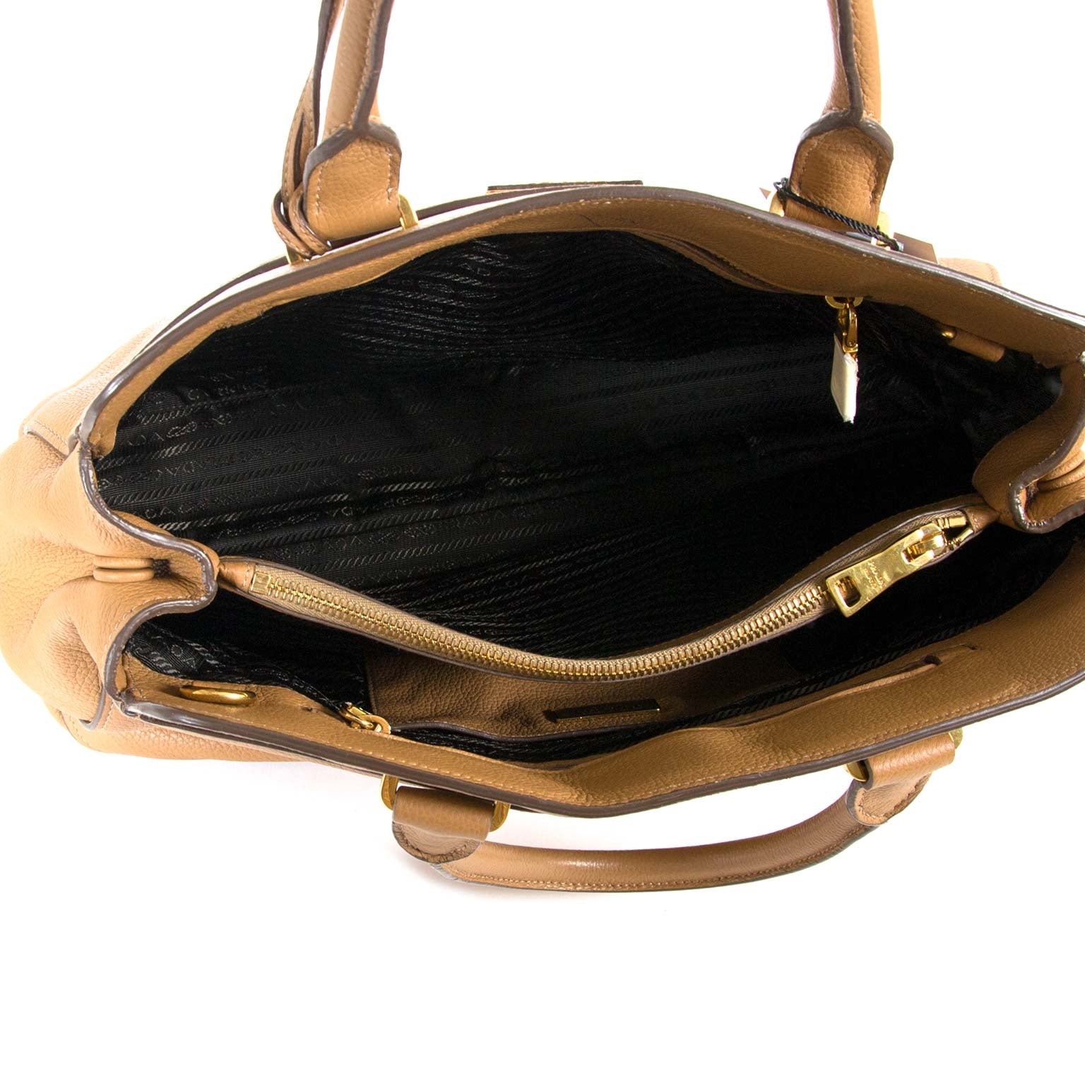 Prada beige leather tote now for sale at labellov vintage fashion webshop belgium