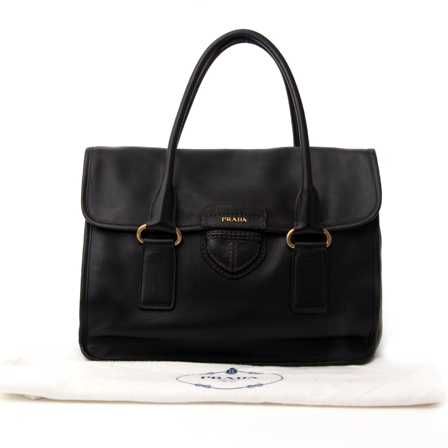 koop online of boetiek Prada Black Leather Bag aan de beste prijs 100% authentiek