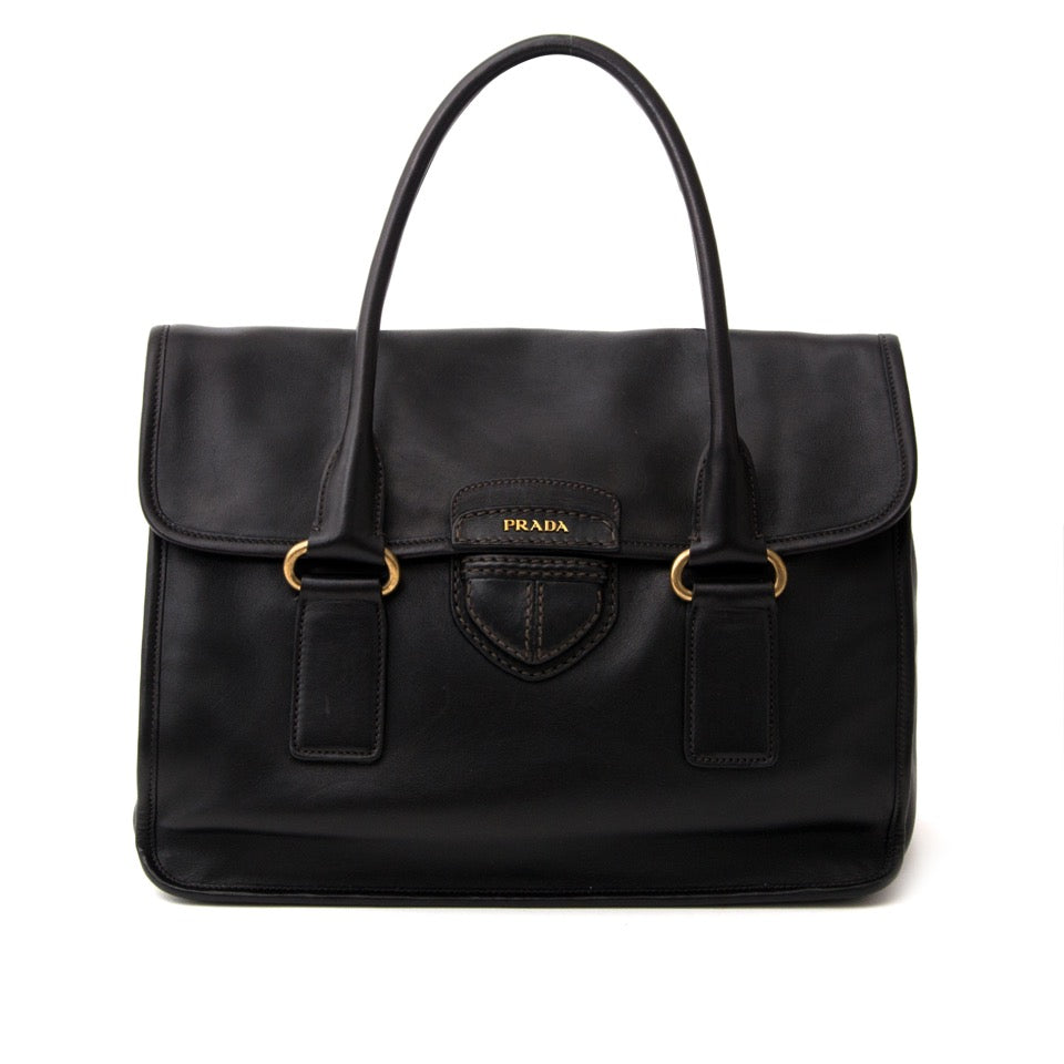 acheter en ligne seconde main sac a main Prada Black Leather Bag