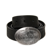 acheter en ligne seconde main Prada Black Leather Belt - Size 90