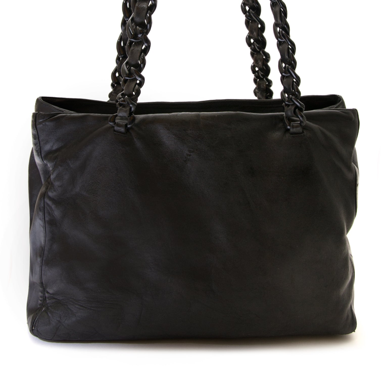 prada plastic chain black leather shoulder bag now for sale at labellov vintage fashion webshop belgium