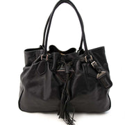 Prada Black Drawstring Tassel Tote Leather net als nieuw Prada Black Drawstring Tassel Tote Leather