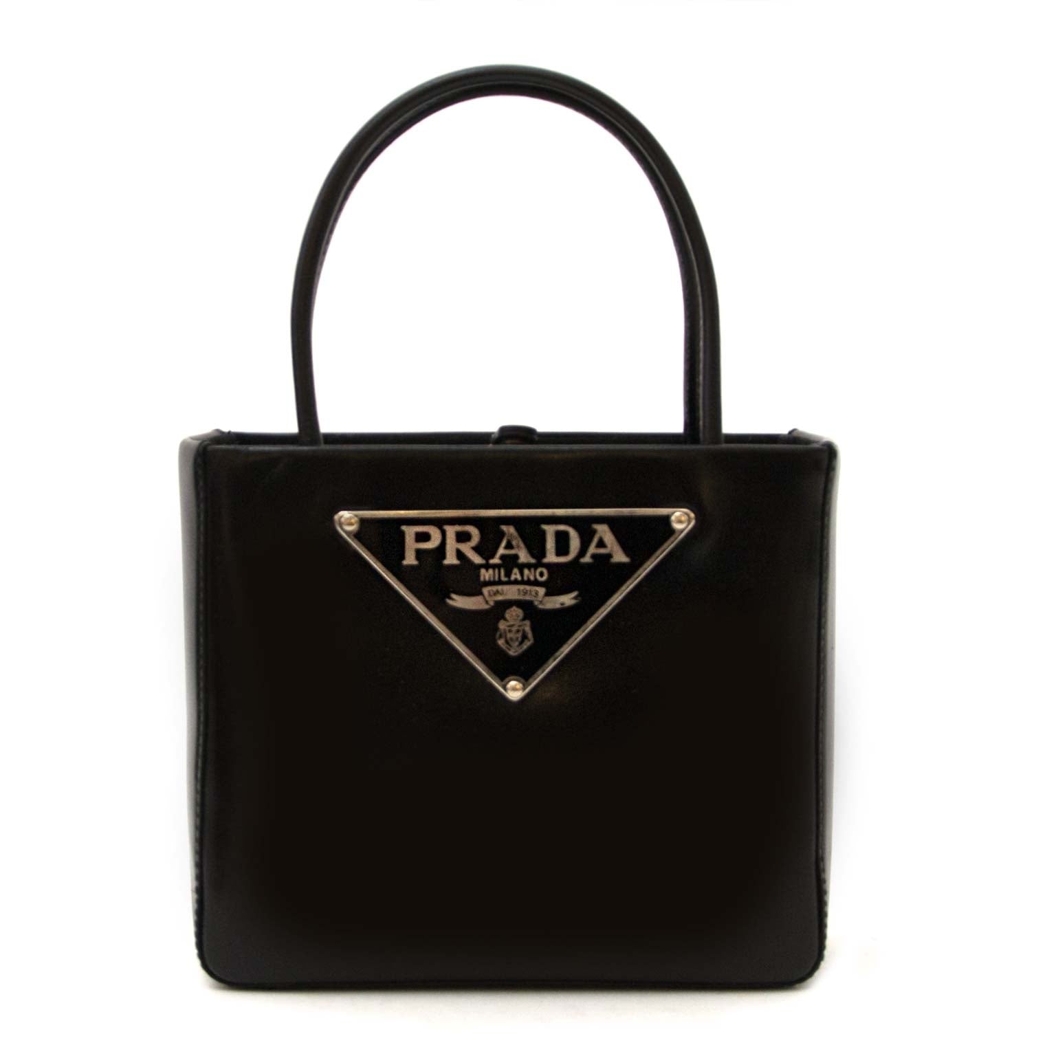 Buy authentic prada mini vernis top handle bag at labellov vintage fashion webshop belgium