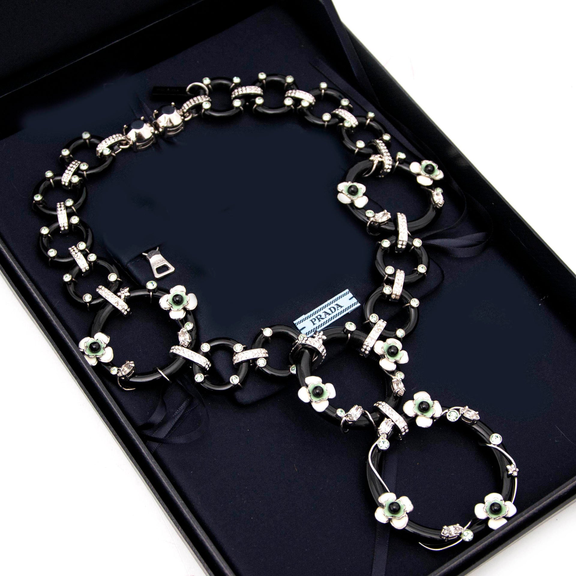 Prada Black Plexi Embellished Necklace