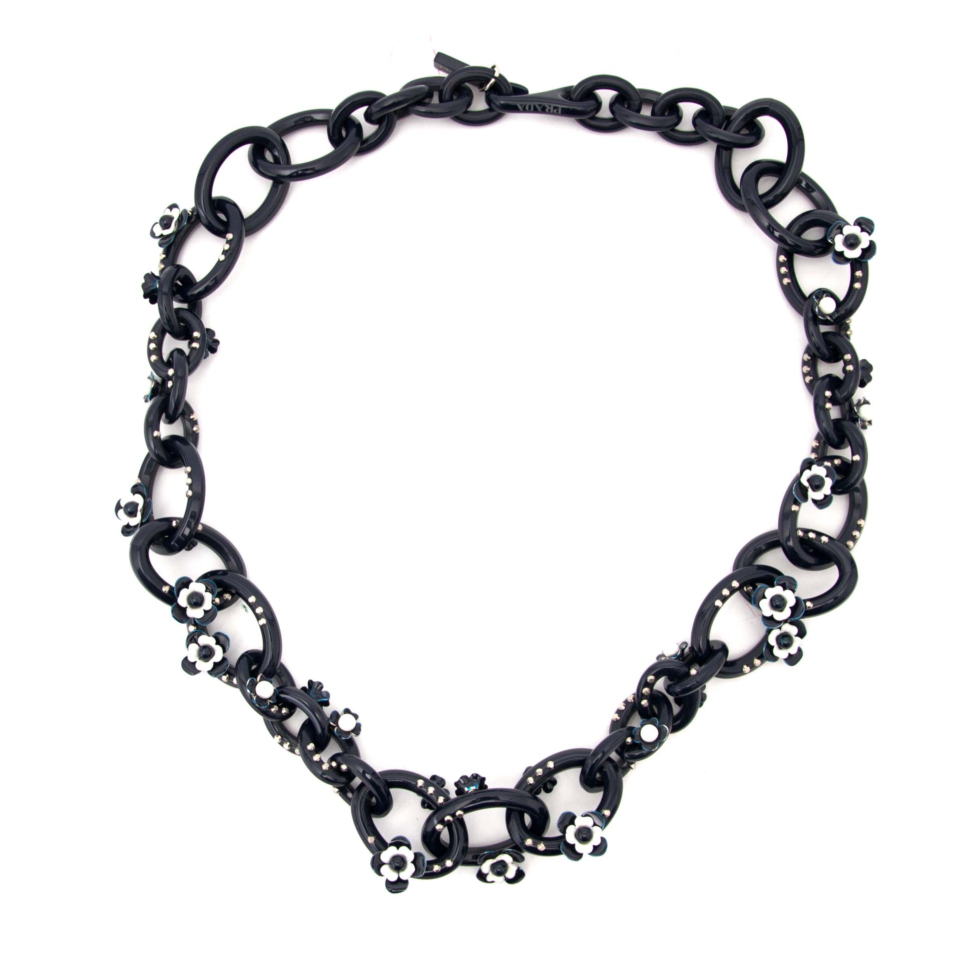 Authentieke blauwe tweedehands Prada ketting bij Labellov