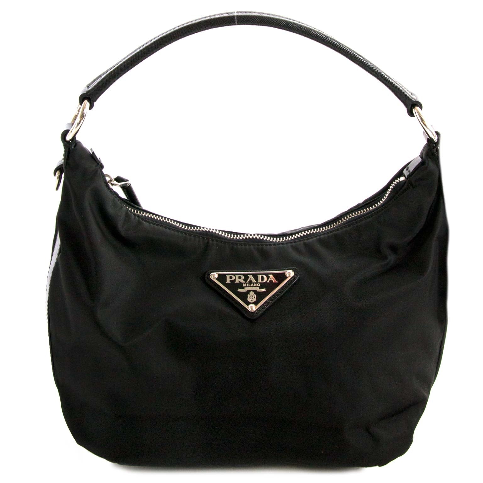 Prada Black Nylon Shoulder Bag now at labellov vintage fashion webshop belgium