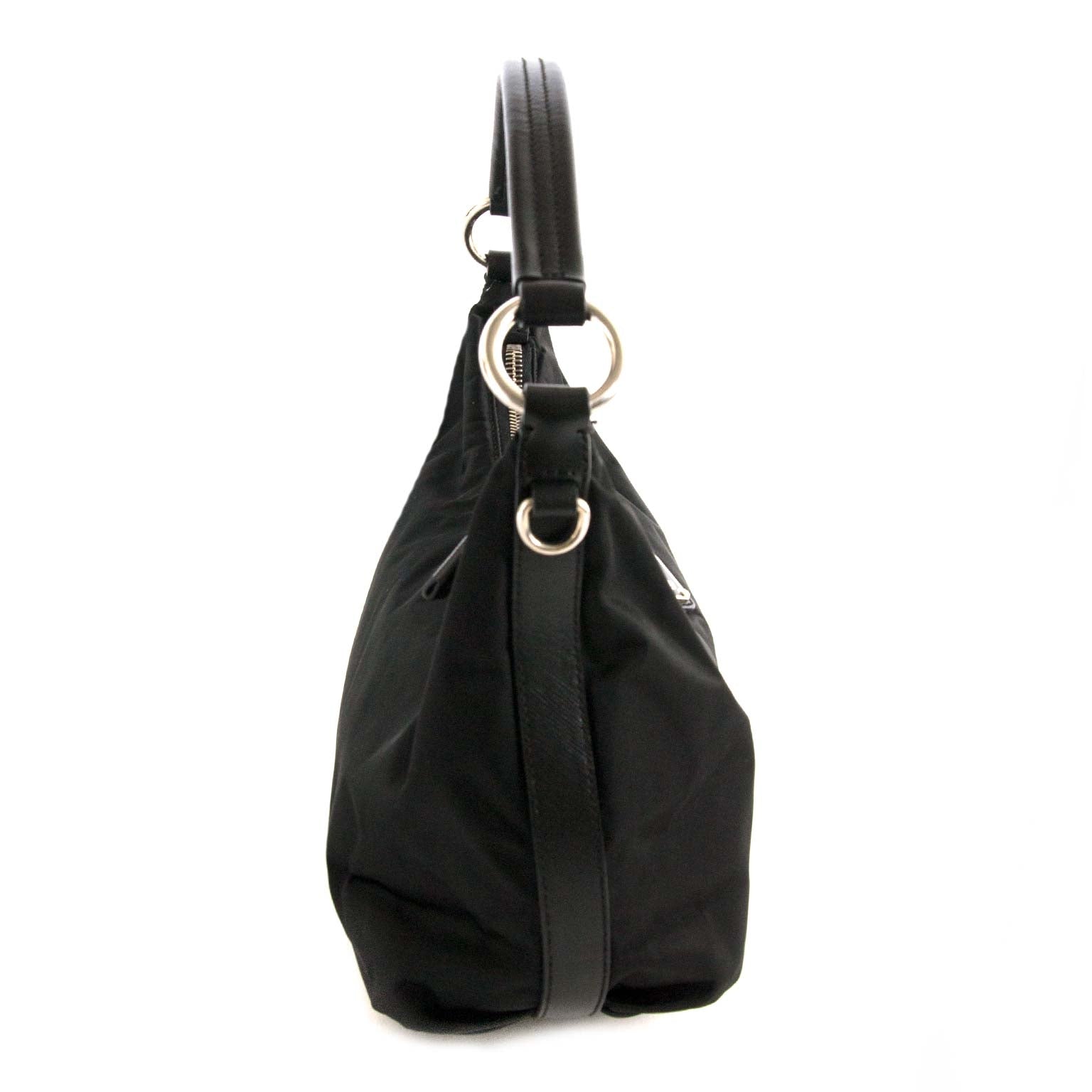 Prada Black Nylon Shoulder Bag now at labellov vintage fashion webshop belgium