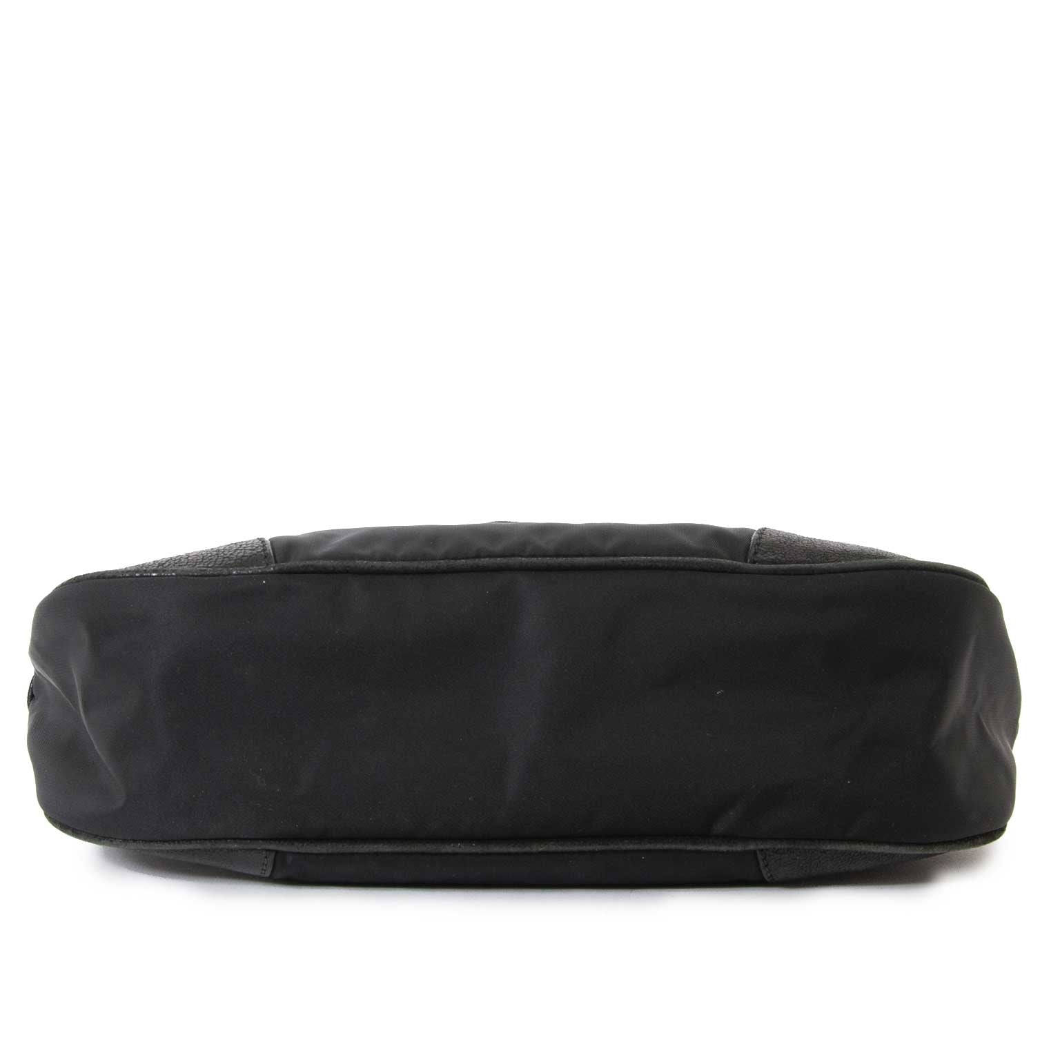 Prada Black Nylon Embroidered Shoulder Bag