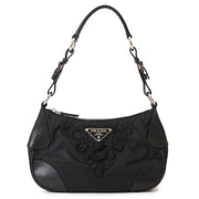 Prada Black Nylon Embroidered Shoulder Bag for the best price at Labellov