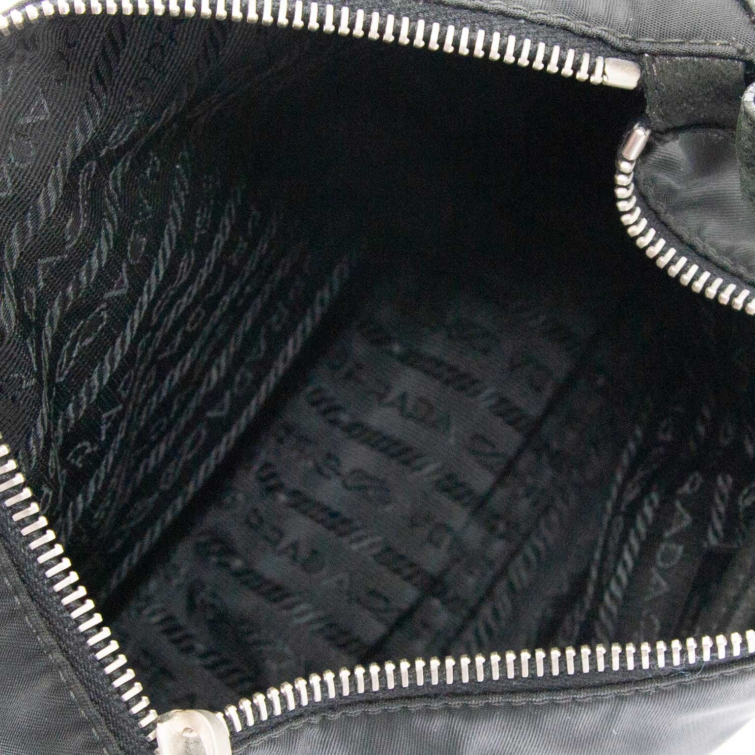Prada Black Nylon Embroidered Shoulder Bag