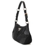 Prada Black Nylon Embroidered Shoulder Bag