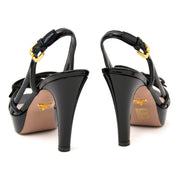 Prada Black Patent Leather Slingback Sandals acheter secur en ligne