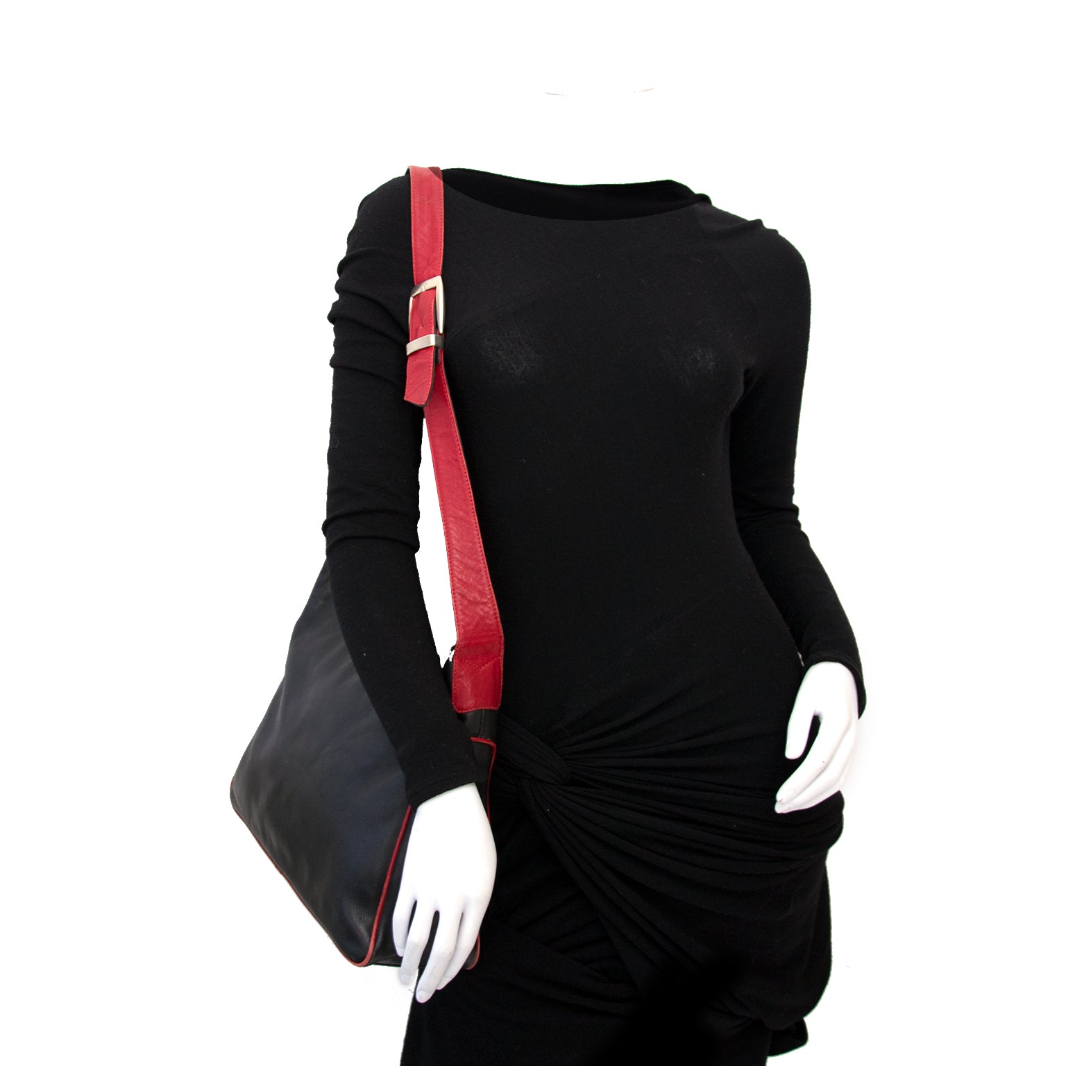 Prada Black and Red Leather Shoulder Bag