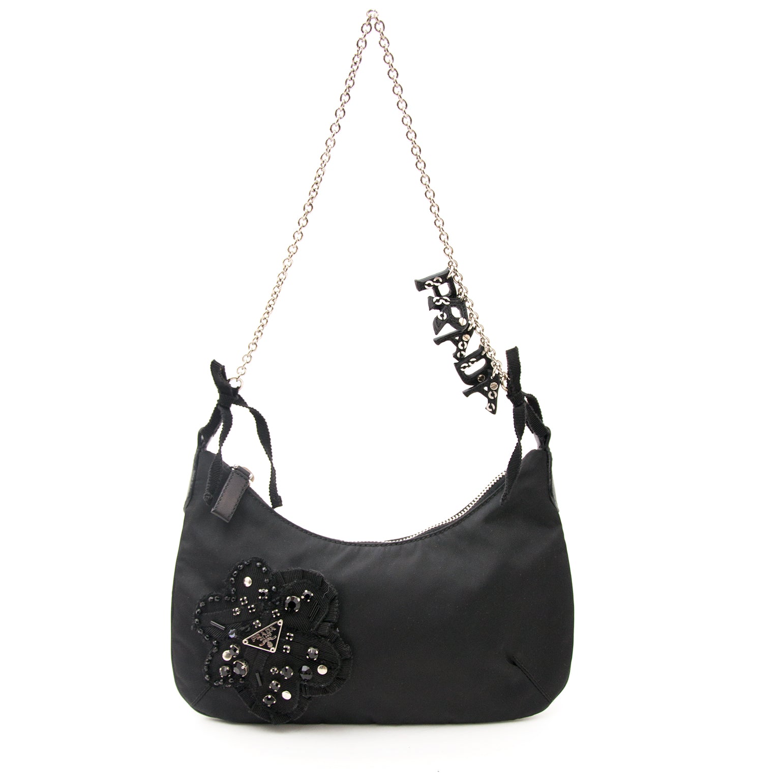 Prada Black Evening Bag With Lots Of Details now online at labellov.com at the best price.