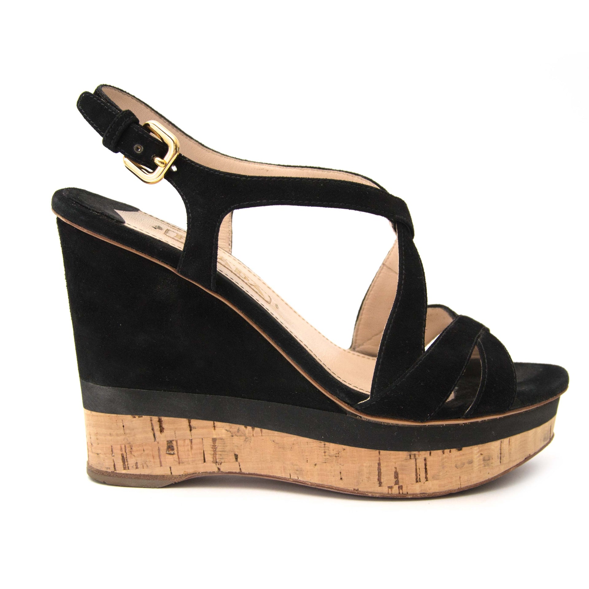 Prada Black Suede Wedges online aan de beste prijs