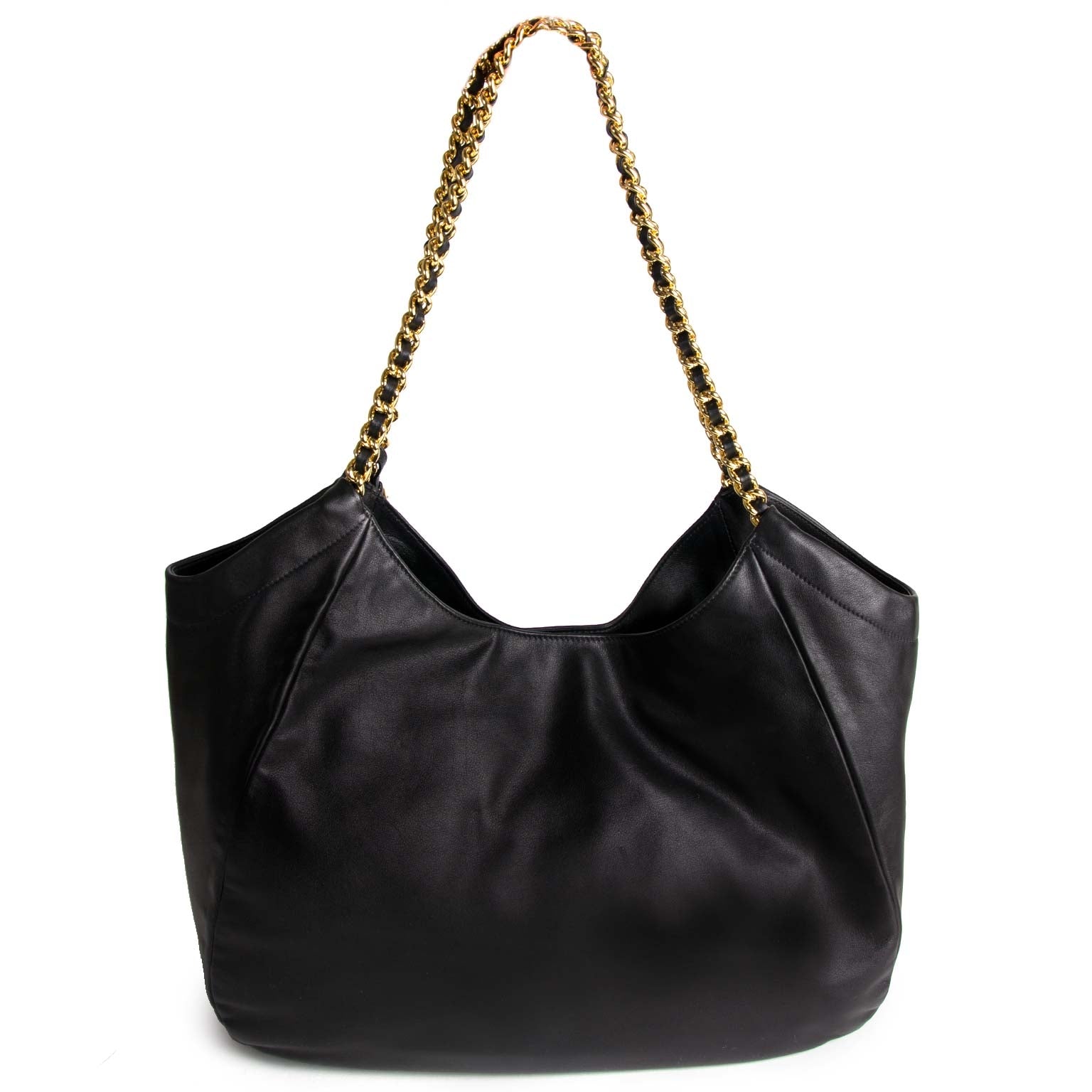 prada black soft calf chain tote now for sale at labellov vintage fashion webshop belgium
