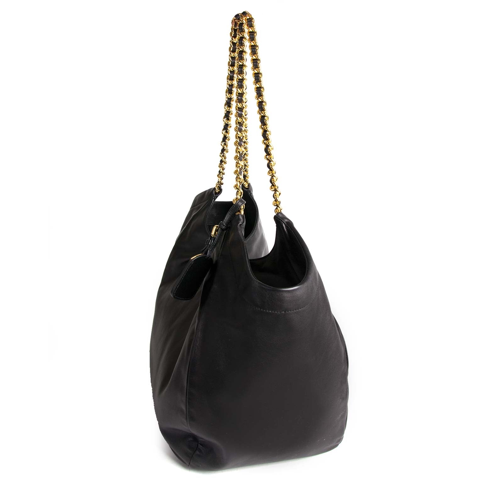 prada black soft calf chain tote now for sale at labellov vintage fashion webshop belgium