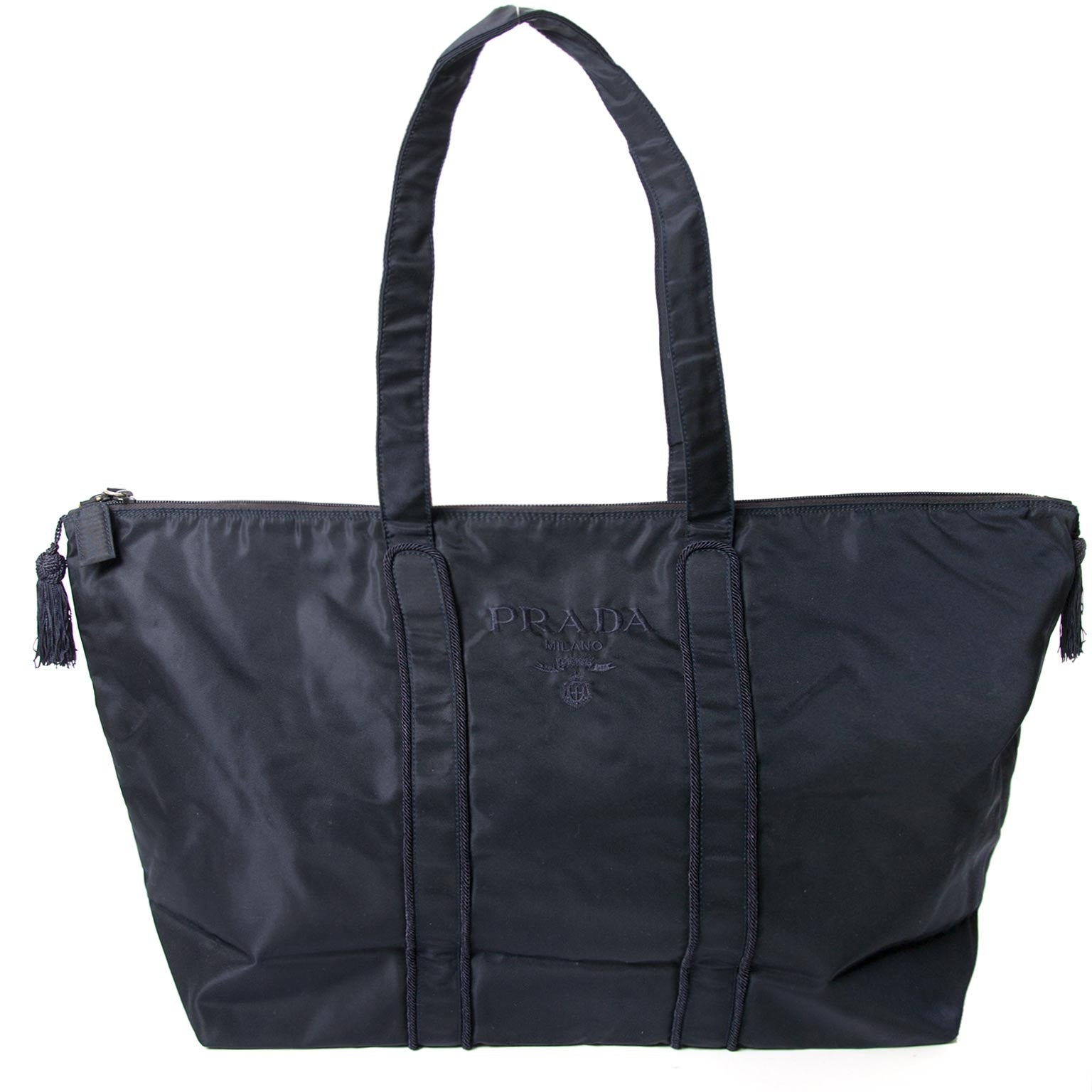 Prada dark blue nylon shopper now for sale at labellov vintage fashion webshop belgium