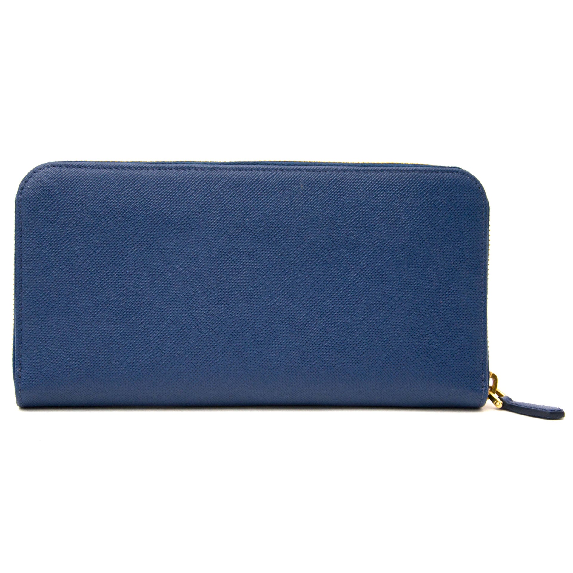 shop safe online secondhand Prada Petrol Blue Zip-Around Wallet