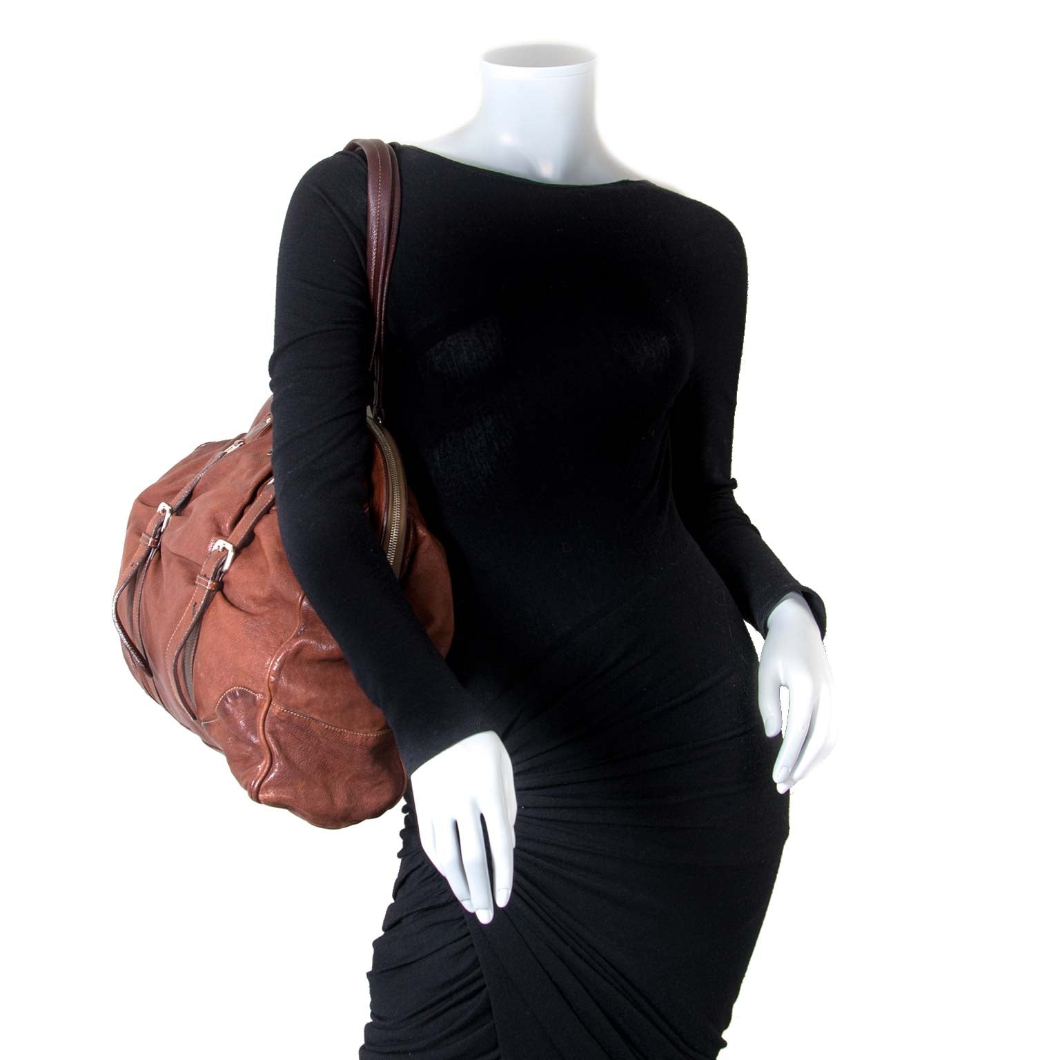 buy second hand Prada Brown Leather Shoulder Bag at labellov vintage shop for the best price