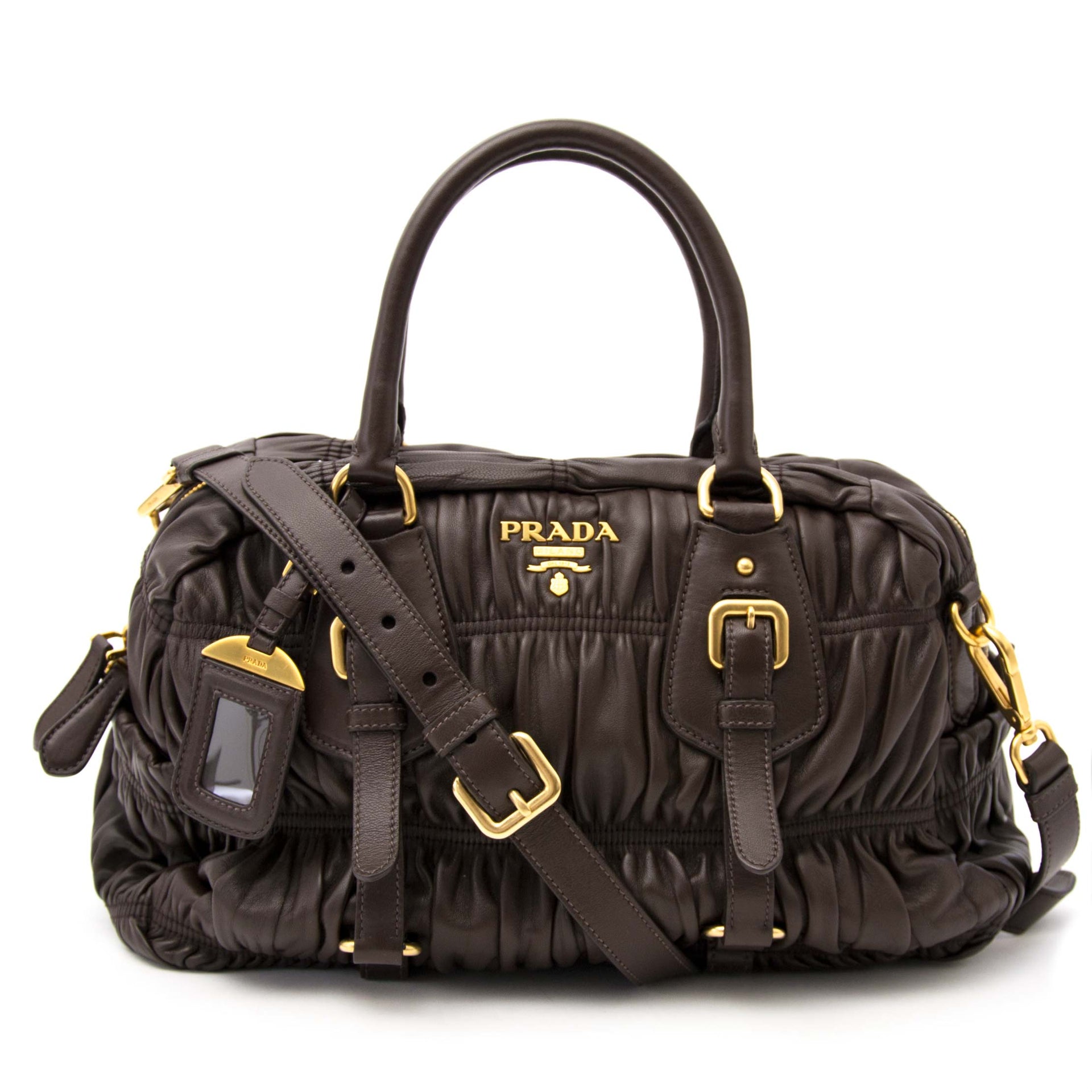 Prada Brown Matelasse Leather Bag te koop online bij Labellov