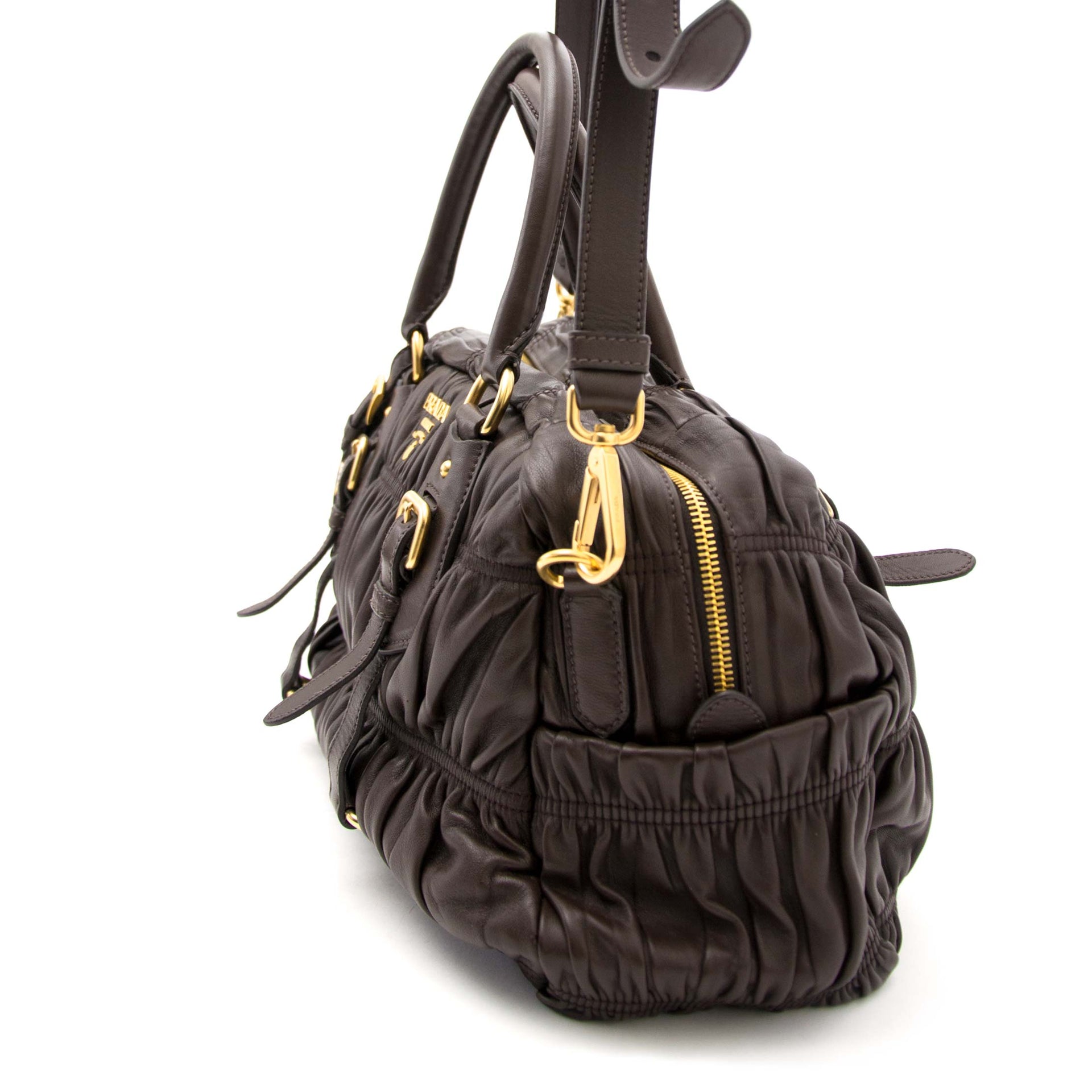 Prada Brown Matelasse Leather Bag for sale