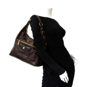 real designer Prada Brown Leather Shoulder Bagg at the best price